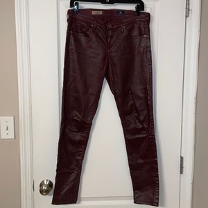 AG leather like jeans. Burgundy